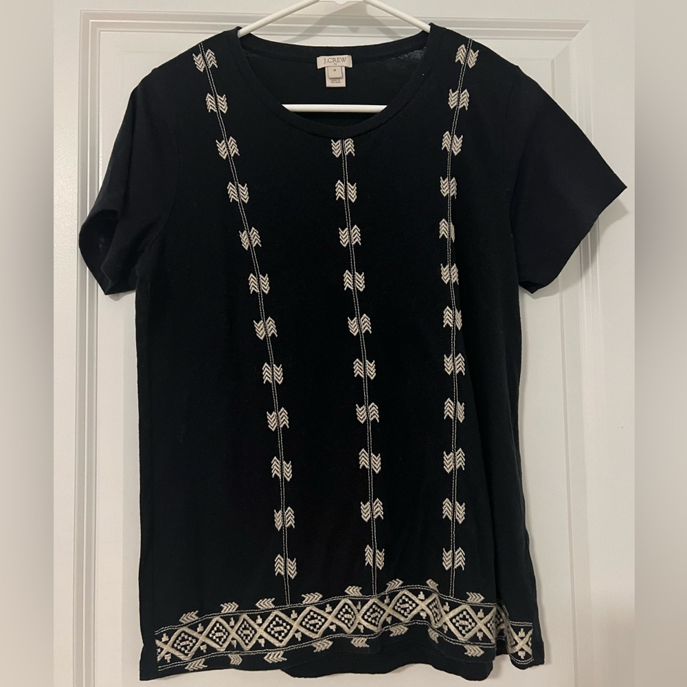 J Crew Medium Navy Embroidered Blouse